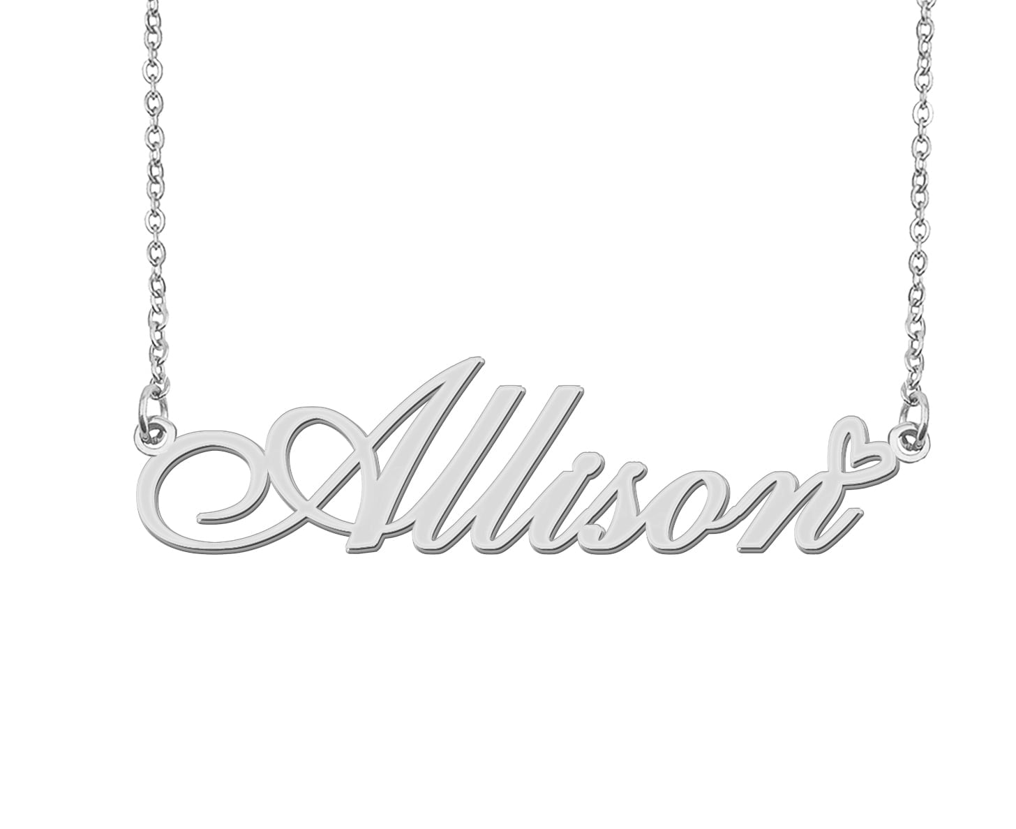 HUAN XUN Silver Allison Name Necklace Stainless Steel Heart Nameplate huan-xun-silver-allison-name-necklace-stainless-steel-heart-nameplate
