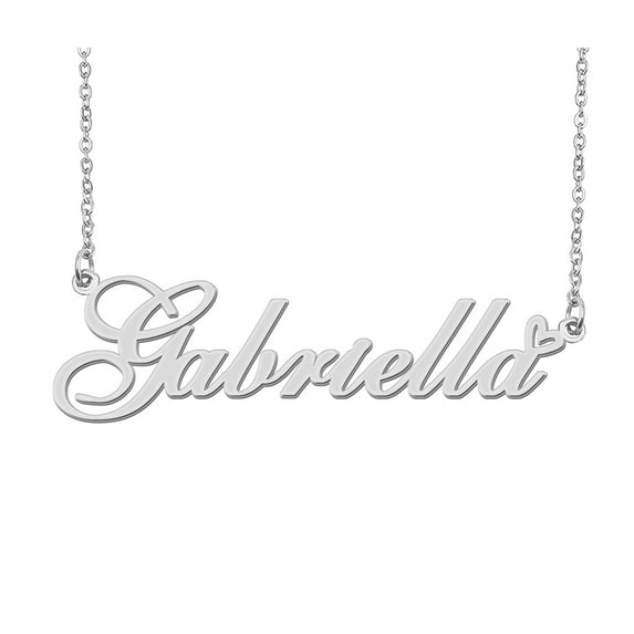 HUAN XUN Silver Gabriella Name Necklace Stainless Steel Heart Nameplate Pendant Necklace Jewelry for Womens Moms