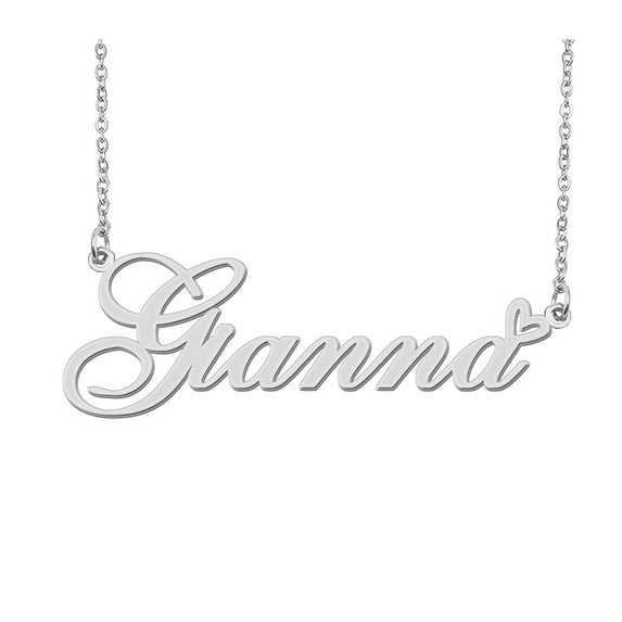 HUAN XUN Silver Gianna Name Necklace Stainless Steel Heart Nameplate Pendant Necklace Jewelry for Womens Moms