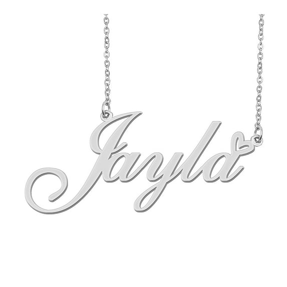 HUAN XUN Silver Jayla Name Necklace Stainless Steel Heart Nameplate Pendant Necklace Jewelry for Womens Moms