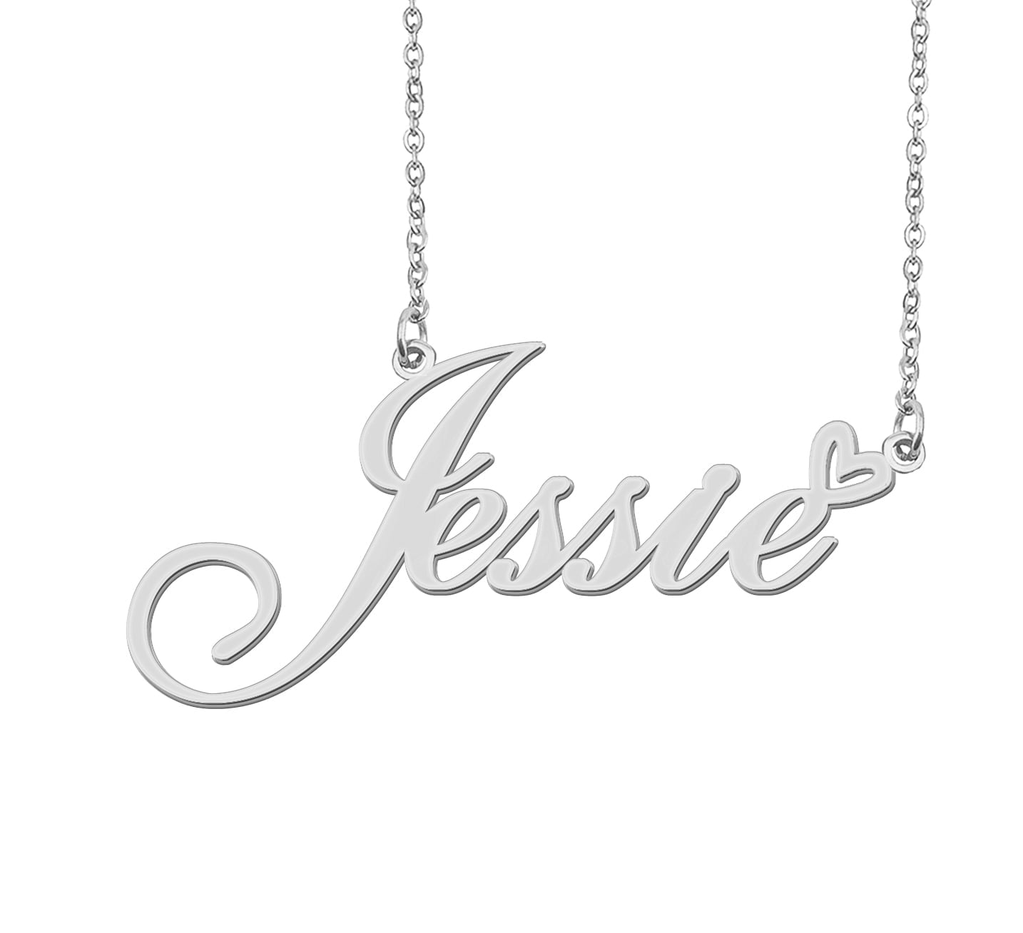 HUAN XUN Silver Jessie Name Necklace Stainless Steel Heart - Main Image