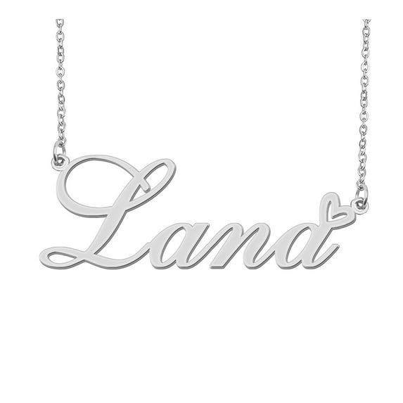 HUAN XUN Silver Lana Name Necklace Stainless Steel Heart Nameplate Pendant Necklace Jewelry for Womens Moms