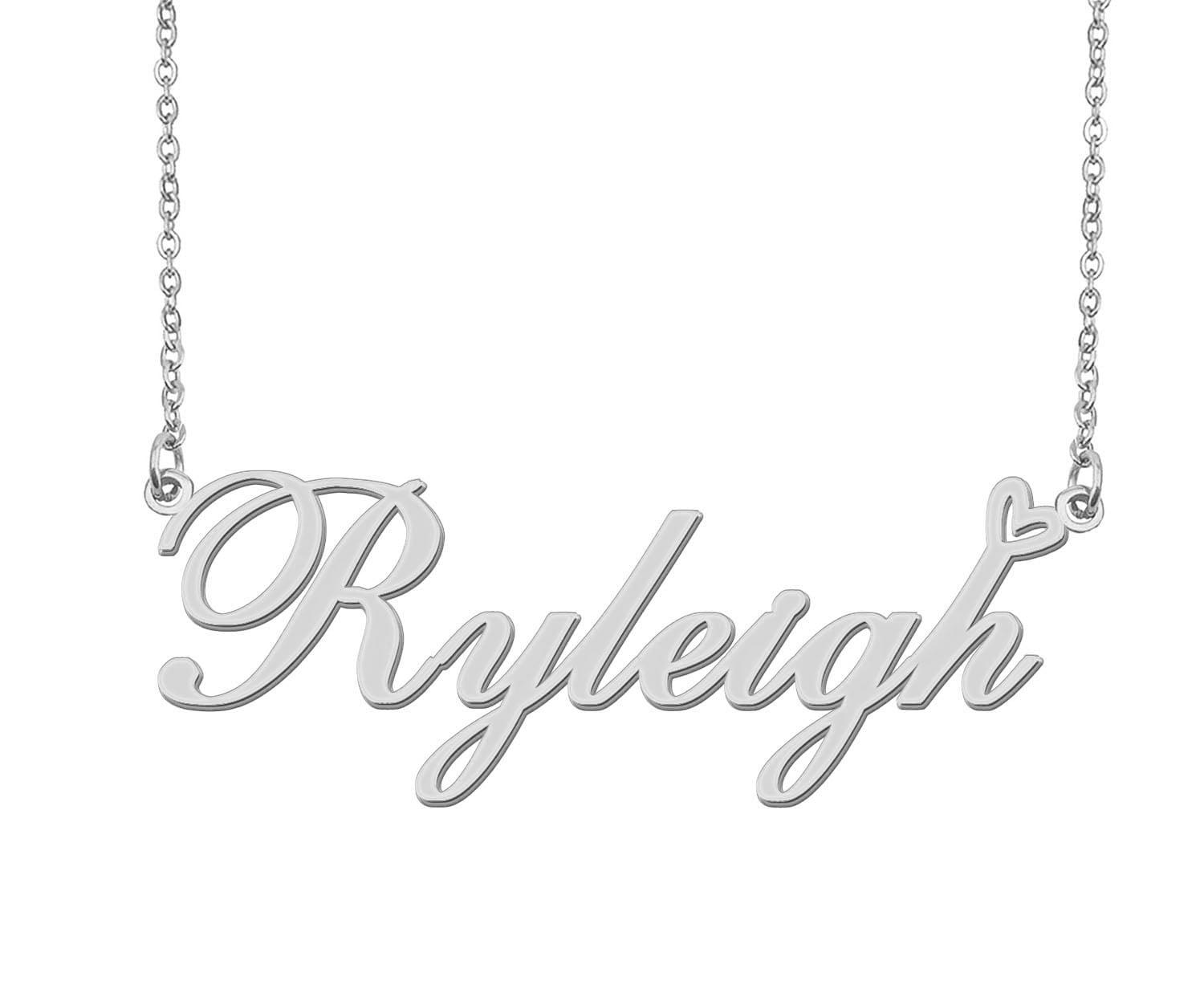 Print Ryleigh Name HUAN XUN Silver Ryleigh Name Necklace Stainless Steel Heart Nameplate ...