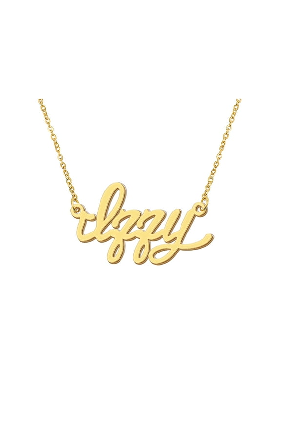 18k Gold Plated Izzy Name Necklace Stainless Steel Nameplate Necklaces for Womens Mens Mother Day Christmas Jewelry Gift
