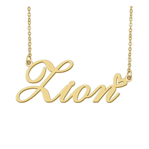 HUAN XUN Zion Name Heart Necklace 18k Gold Plated Nameplate Pendant Necklace Stainless Steel Jewelry for Womens Birthday Gifts