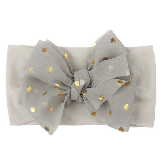 HUANBAI 1PC Baby Girls Dotted Bow Headband Stretch Hairband Headwear One Size