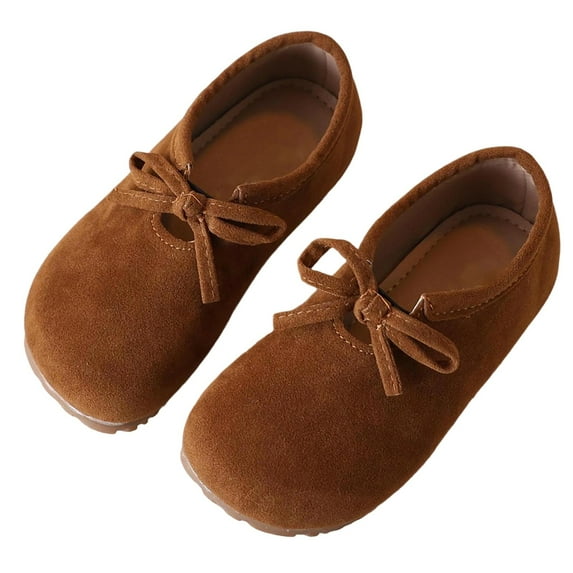 HUANBAI 2025 Spring New Children's Shoes Little Girls Bow Shoes Korean Temperament Versatile Girls Leather Shoes