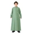 thumbnail image 1 of HUANBAI Arabic Thobe Thobe Long Sleeve Kaftan Crew Robe National Teenage Boys Long Sleeve Embroidered Robe Set Arab Children's Wear Robe 7-8 Years, 1 of 9