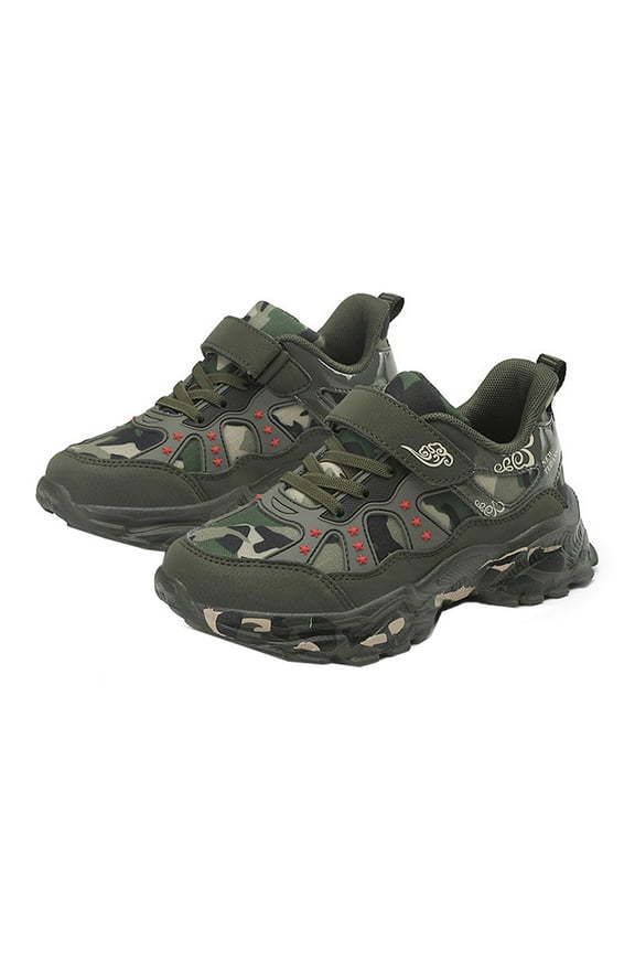 Autumn And Winter New Casual Camouflage Canvas Children's Shoes Light Soft Soles Large Middle Children Training Sports Shoes 6.5-7 Years