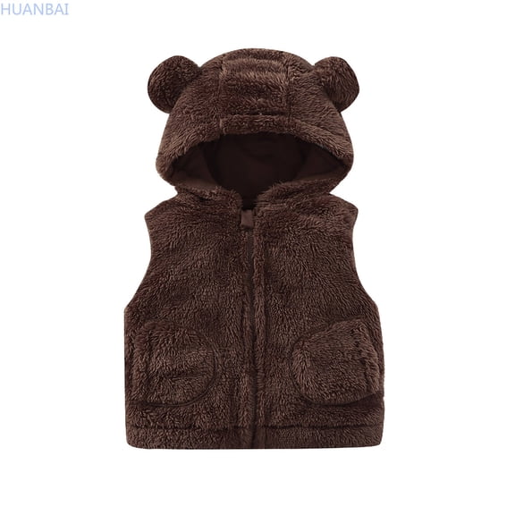 HUANBAI Baby Boys Girls Winter Vest Zip Up Cute Soft Jackets Solid color for Boys 3-4 Years