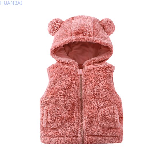 HUANBAI Baby Boys Girls Winter Vest Zip Up Cute Soft Jackets Solid color for Boys 4-5 Years