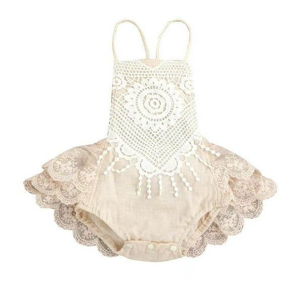 HUANBAI Baby Girls Cotton Lace Spring Summer Sleeveless Romper Bodysuit Clothes 18-24 Months