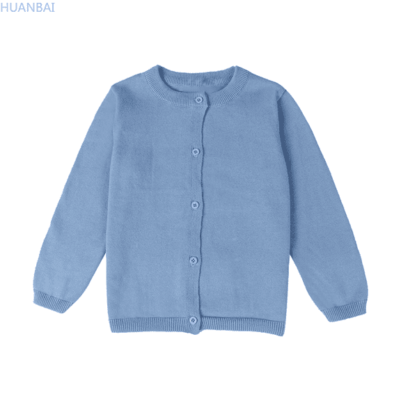 HUANBAI Baby Kids Girls Cardigan Long Sleeve Kid Button Sweater Girl Crew Neck Cardigans Sweater Casual Sweaters 5 Years
