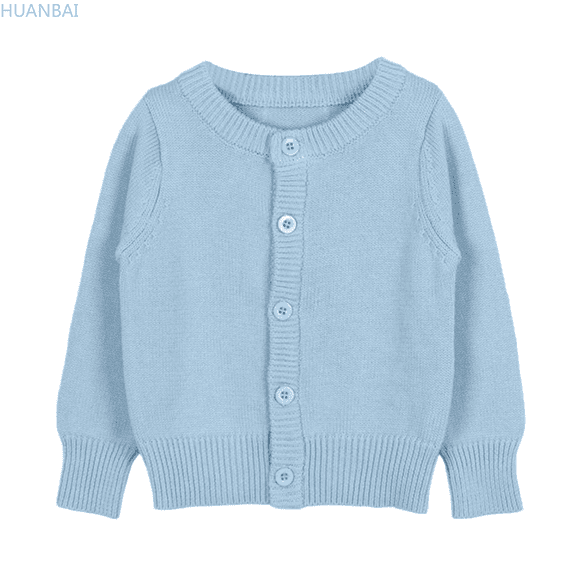 HUANBAI Baby Kids Girls Cardigan Long Sleeve Kid Button Sweater Girl Crew Neck Cardigans Sweater Fall Winter Sweaters 8Y