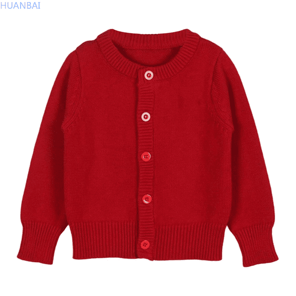 HUANBAI Baby Kids Girls Cardigan Long Sleeve Kid Button Sweater Girl Crew Neck Cardigans Sweater Long Sleeve Sweater 6Y
