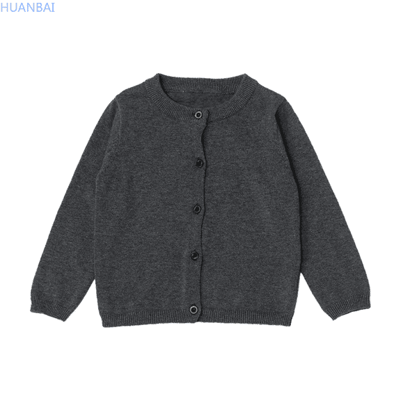 HUANBAI Baby Kids Girls Cardigan Long Sleeve Kid Button Sweater Girl Crew Neck Cardigans Sweater Solid Color Sweaters 6 Years