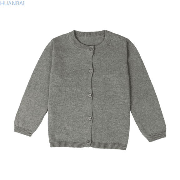 HUANBAI Baby Kids Girls Cardigan Long Sleeve Kid Button Sweater Girl Crew Neck Cardigans Sweater Solid Color Sweaters 8 Years