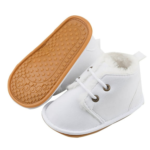 HUANBAI Baby Winter Shoes For Walking Warm Fleece Lined Infant Shoes With Rubber Sole Baby Shoes For 0 18 Months 6-12 Months