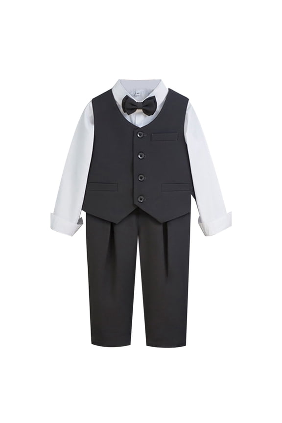 Boy's Suit Jacket Outfit Large Sized Formal Clothing For Children. Performance Outfit For Children's Speech And Hosting. (including Bow Tie Jacket Shirt And Trousers. 100
