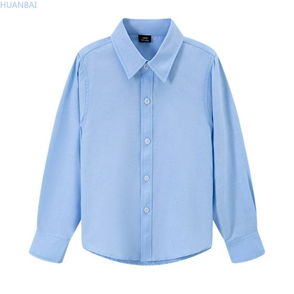 HUANBAI Boys And Children Performance Season Spring And Autumn Long Sleeve Button White Shirt Boys Casual Tops 130
