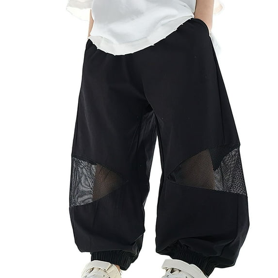 HUANBAI Boys Athletic Jogger Pants With Side Mesh For Active Kids Comfortable Elastic Cuffed Trousers For Daily Wear Pants 4-5 Years