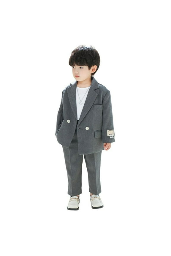Boys Business Suits Coat 3 Piece Outfit Tuxedo Set For Kids Formal Suit For Boys With Pants Necklace Set Slim 100