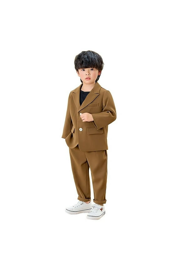 Boys Business Suits Coat 3 Piece Outfit Tuxedo Set For Kids Formal Suit For Boys With Pants Necklace Set Slim 80