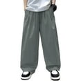 thumbnail image 1 of HUANBAI Boys Casual Elastic Waist Wide Leg Pants Straight Fit Pure Color Trousers For Toddler Kids Spring Summer Daily Wear Age 3 12 8-9 Years, 1 of 5