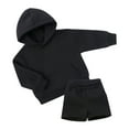 thumbnail image 1 of HUANBAI Boys Girls 2 Pcs Hoodie Sweat Suit Unisex Kids Long Sleeve Hoody Tops + Elastic Waist Shorts Pockets Set 5-6 Years, 1 of 3