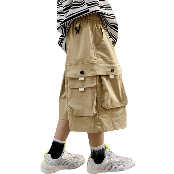 HUANBAI Boys Kids Cargo Shorts Youth Boy's Casual Stretch Shorts Outdoor Cargo Bottoms 6-7 Years