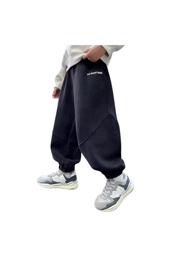 Boys Pants Drawstring Elastic Sweatpants Active Joggers Warm Sweatpants For Kids 11-12 Years