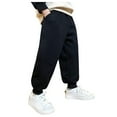 thumbnail image 1 of HUANBAI Boys Pants Drawstring Elastic Sweatpants Active Joggers Warm Sweatpants For Kids 8-9 Years, 1 of 5