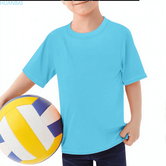 HUANBAI Boys Rash Guard Short Sleeve Swim Shirt UPF 50  Sun Shirts Quick Drying Fishing Surf Water Beach Tee For Kids Girls Youth Boys' Crew Neck Tees 7-8 Years