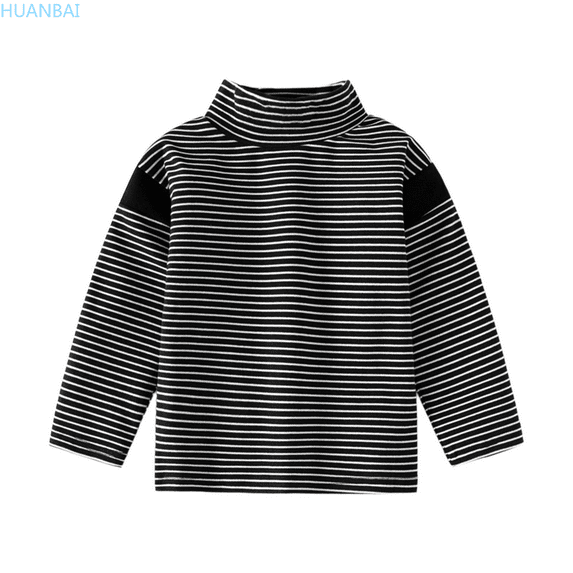 HUANBAI Boys Thermal Base Layer Long Sleeve Shirt Winter Warm Striped Shirt Top For Kids Soft Comfortable Tee Shirt Kids Crewneck Tops 6-7 Years