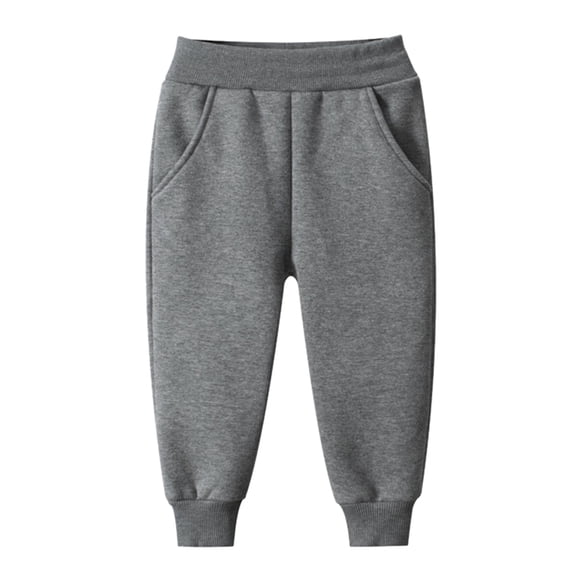 HUANBAI Boys Thermal Fleece Pants Winter Warm Solid Color Joggers Casual Sports Trousers For Kids Toddler Youth Comfortable 8-9 Years