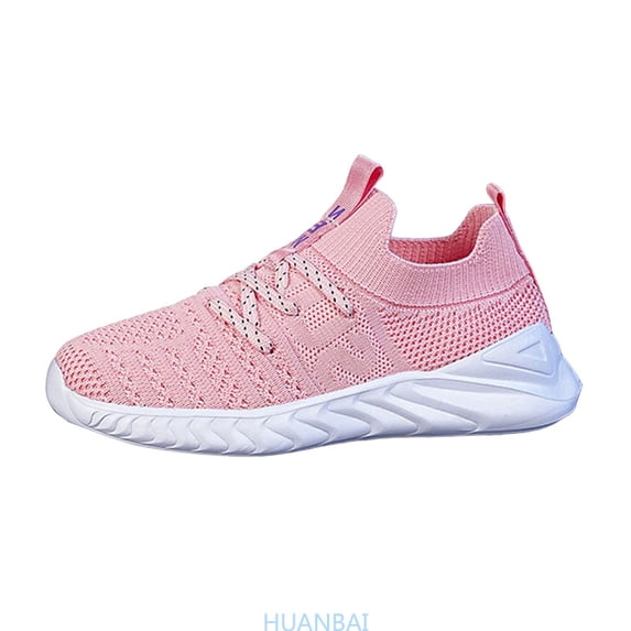 HUANBAI Breathable Mesh Girls Sneakers Lightweight Casual Running Shoes For Kids Comfortable Athletic Footwear ,(12-12.5 Years Pink) Size ,4