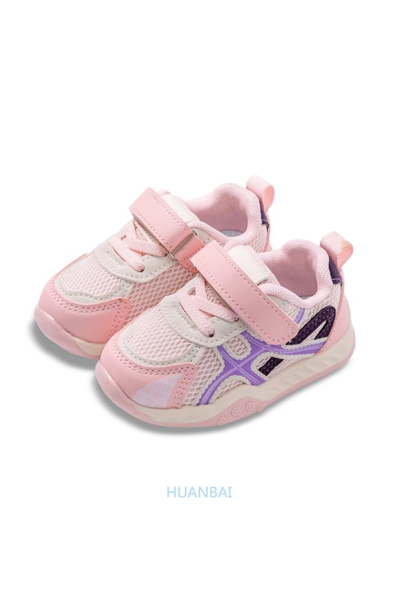 Breathable Mesh Sneakers For Toddlers First Walking Steps Lightweight Flexible Sole Support Medium Width Boys Girls Play ,(2.5-3 Years Pink) Size ,8