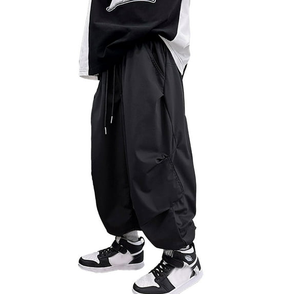 HUANBAI Cargo Pants For Boys Casual High Waisted Drawstring Loose Fit Pockets Kid Cargo Sweatpants Streetwear 4-5 Years