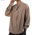 thumbnail image 1 of HUANBAI Casual Short Sleeve Shirt Breathable Linen Blend Top Relaxed Fit Soft Comfort Summer Tee Shirt For Daily Wear, 1 of 6