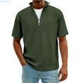 thumbnail image 1 of HUANBAI Casual Short Sleeve Shirt With Zipper Placket And Striped Design For Daily Wear And Outdoor Activities, 1 of 6