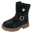 thumbnail image 1 of HUANBAI Children Fashionable Thick Soled Girls Mid Length Boots Comfortable Soft Soled Leather Short Boots 3.5-4 Years, 1 of 9