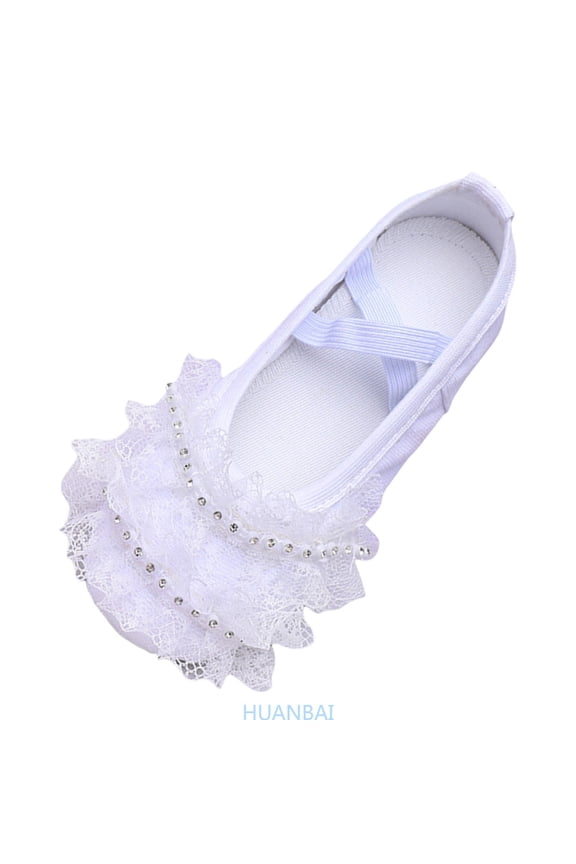 Children Shoes Dance Shoes Ballet Performance Indoor Lace Yoga Shoes For Children ,(7-8 Years White) Size ,13