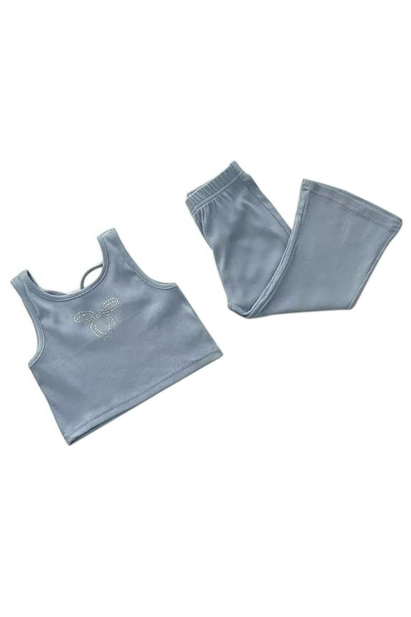 Children's Clothes 2023 Girls Casual Sleeveless Vest Solid Color Suit Wind Two Piece Set Kids Girls Clothes 6-12 Months