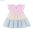 thumbnail image 1 of HUANBAI Children's Dress With Floral Flying Sleeves Summer Sweet Dress For Toddlers 1 4 Years Shorts Athletic Skirt 4 Years, 1 of 9