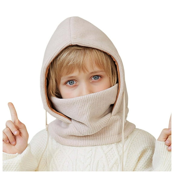 HUANBAI Children's Hats Necklaces Hats For Winter Boys Warm And With Fleece Ear One Size