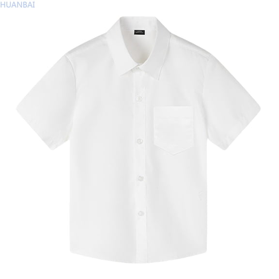 HUANBAI Children's Short Sleeved Boys Summer Short Sleeved White Shirt Watch Performance Clothes Pure White Shirt Basic Tshirt Tops 150