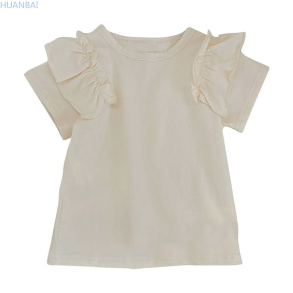 HUANBAI Children's Summer T Shirt Short Sleeve Round Neck Solid Color Top Casual Going Out For 1 To 7 Years Girls Summer Tops 18-24 Months