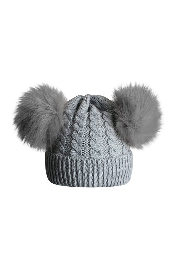 Childrens Baby Knitting Wool Hemming Hat Keep Warm Winter Hiarball Ball Cap One Size