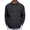 thumbnail image 1 of HUANBAI Classic Long Sleeve Shirt With Turn Down Collar And Chest Pockets For Business Casual Wear Comfortable Tailored Fit, 1 of 5
