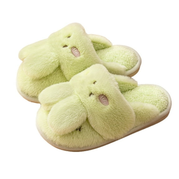 HUANBAI Cozy Animal Themed Indoor Slippers For Kids Girls With Sole Winter Shoes For Children Soft Warm Fleece Lined Home Footwear 12-13 Years